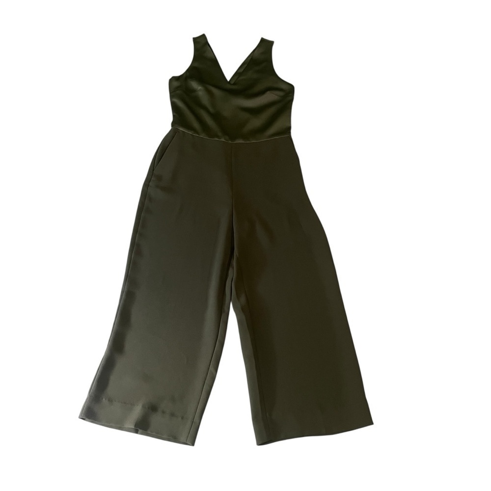 Banana Republic Twist-Back Cropped, Olive Green Jumpsuit Size 2 - Picture 3 of 8